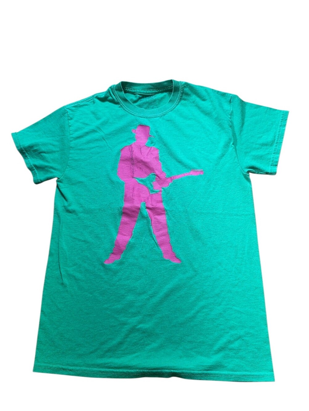 Gildan Dry Blend 2018 Chicago Blues Fest Green & Pink Graphic T-Shirt Sz S